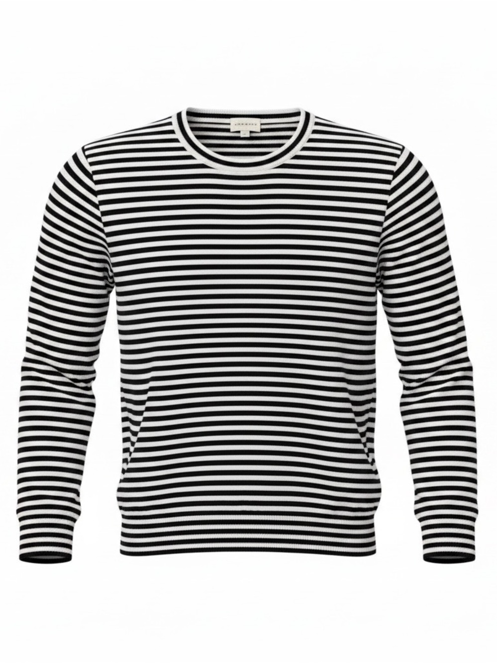 Club Monaco Black and White Striped Long-Sleeve Crewneck